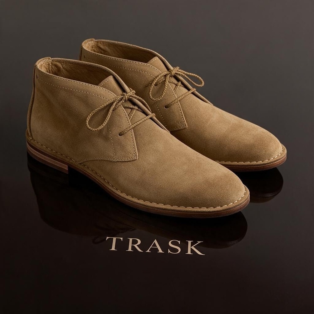Trask Mens Suede Chukka Boots Tan Lace Up Desert Boots 30-1160 Size 10.5 M